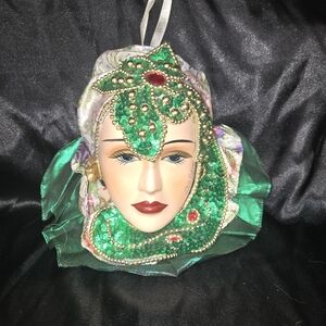 Decorative Green Beaded Masquerade Head Ornament